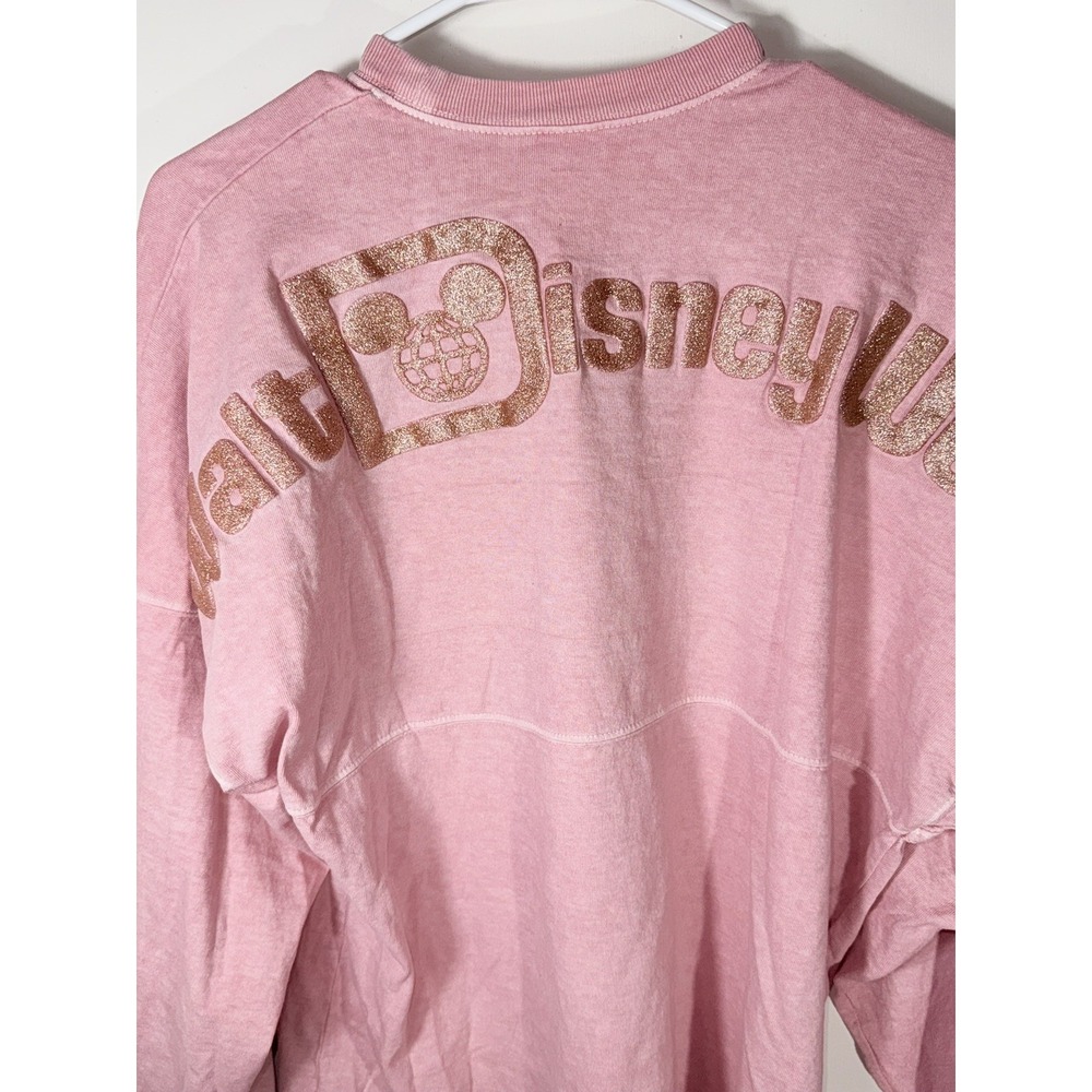 Walt Disney World Pink Glitter Rose Gold Spirit Jersey Adult Size S Long Sleeve